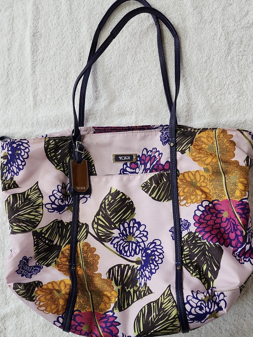 Anna Sui X Tumi Purple Pink Green Floral Print Tote Bag Preowned